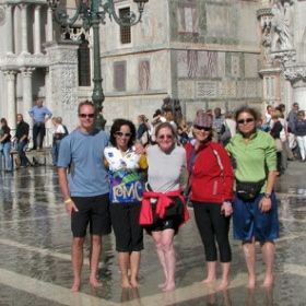 Bikers in Venice floods bike tour italy venice biking dolomites